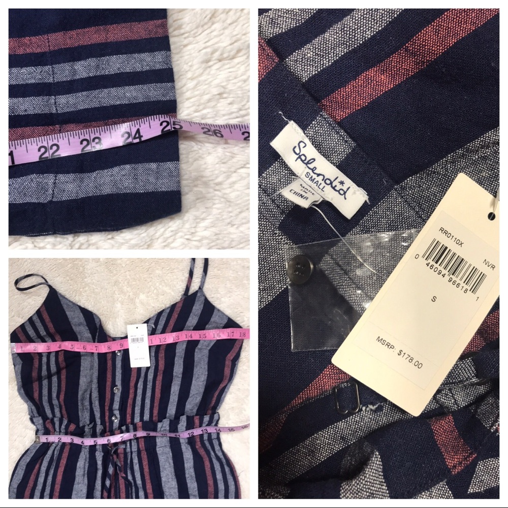 NWT Splendid Linen Stripe Jumpsuit - Picture 8 of 8